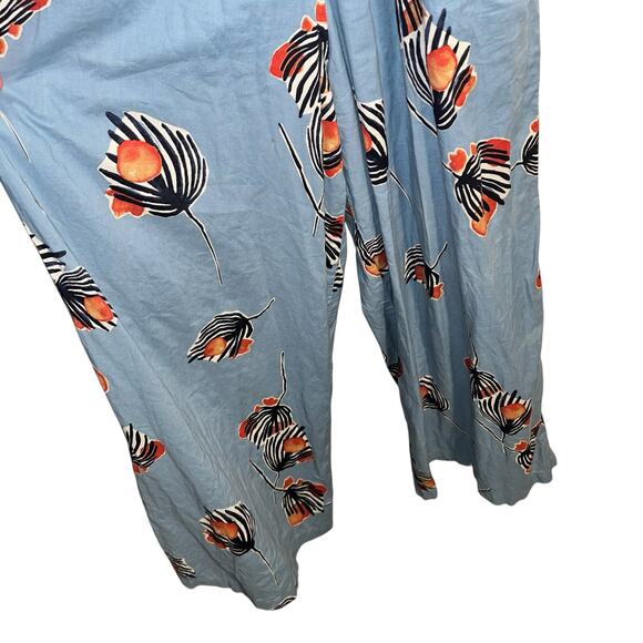 Bel Kazan Blue Floral Organic Cotton Wide Leg Jumpsuit – Size Small - Picture 6 of 11